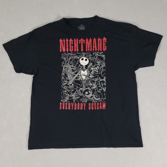 Disney Other - Disney Nightmare Before Christmas Mens 2X Black Graphic Regular Cotton T-Shirt
